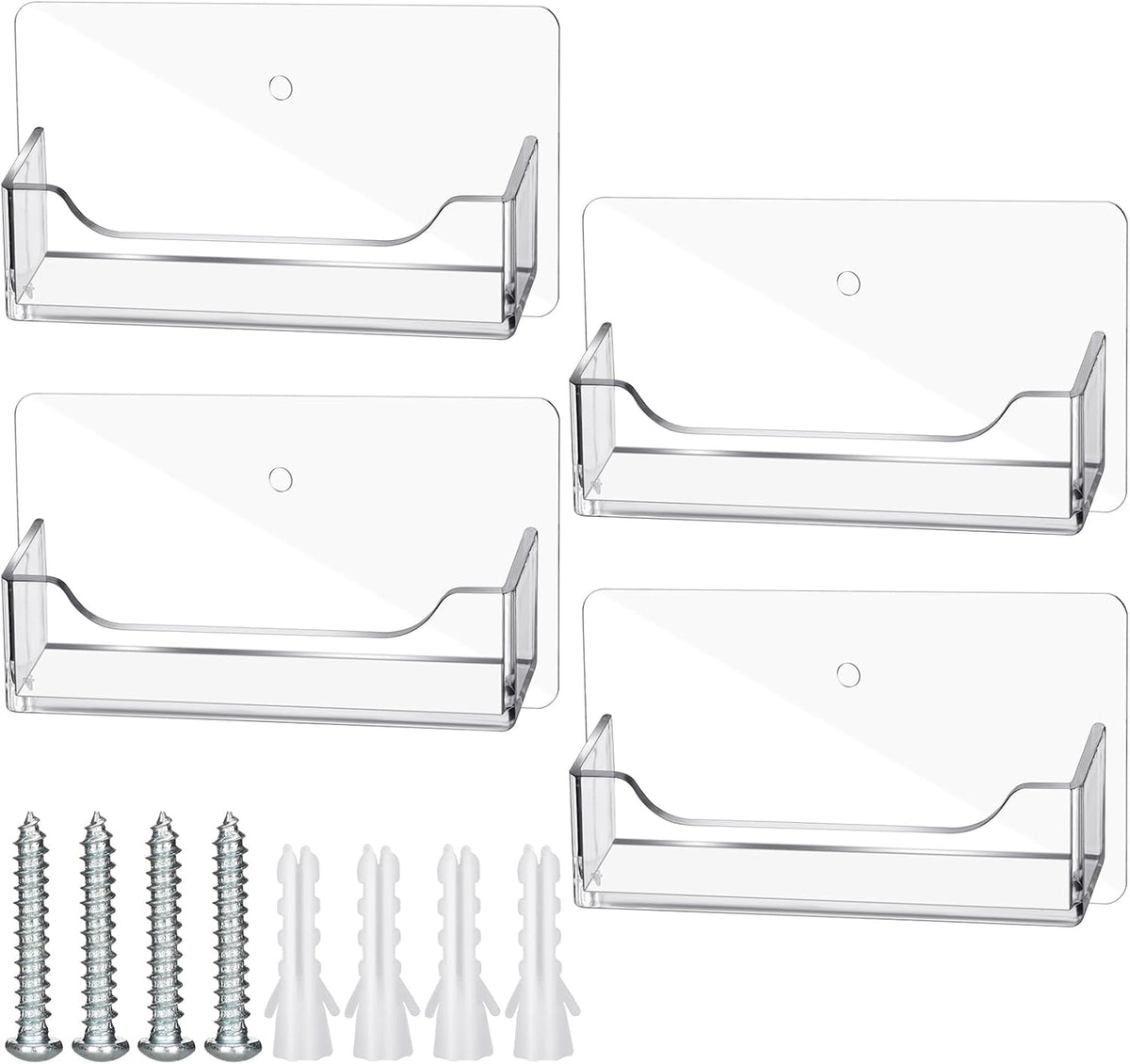 Wesiti 4 Pcs Individual Acrylic Business Card Holders, Wall & Desk Display