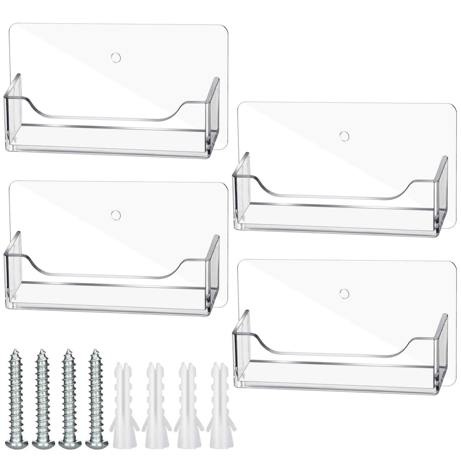 Wesiti 4 Pcs Individual Acrylic Business Card Holders, Wall & Desk Display