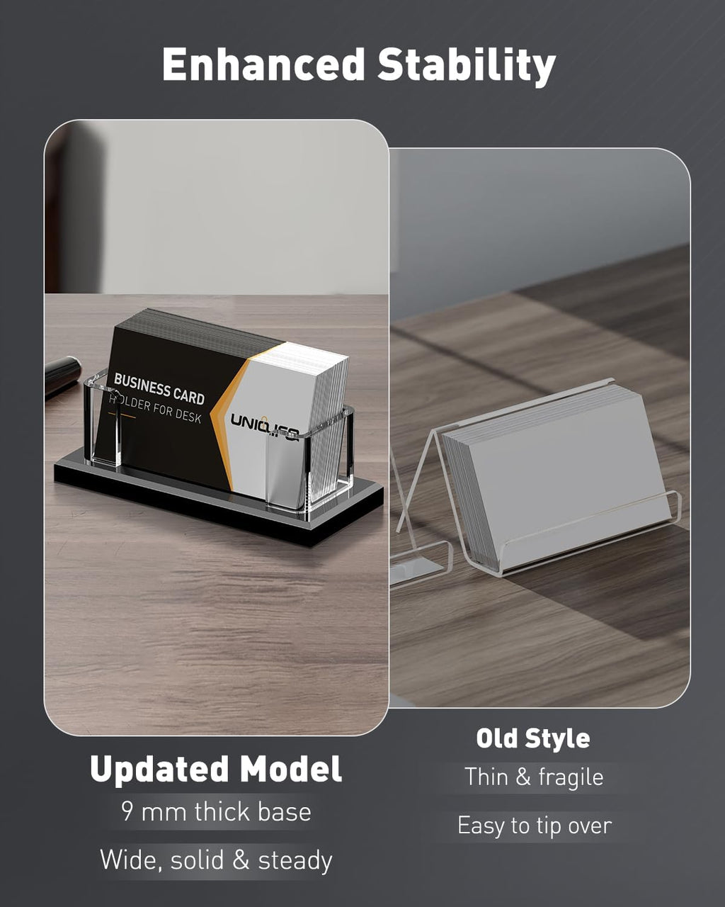 Uniclife Acrylic Business Card Holder for Desk 1 Slot, 60 Card Capacity