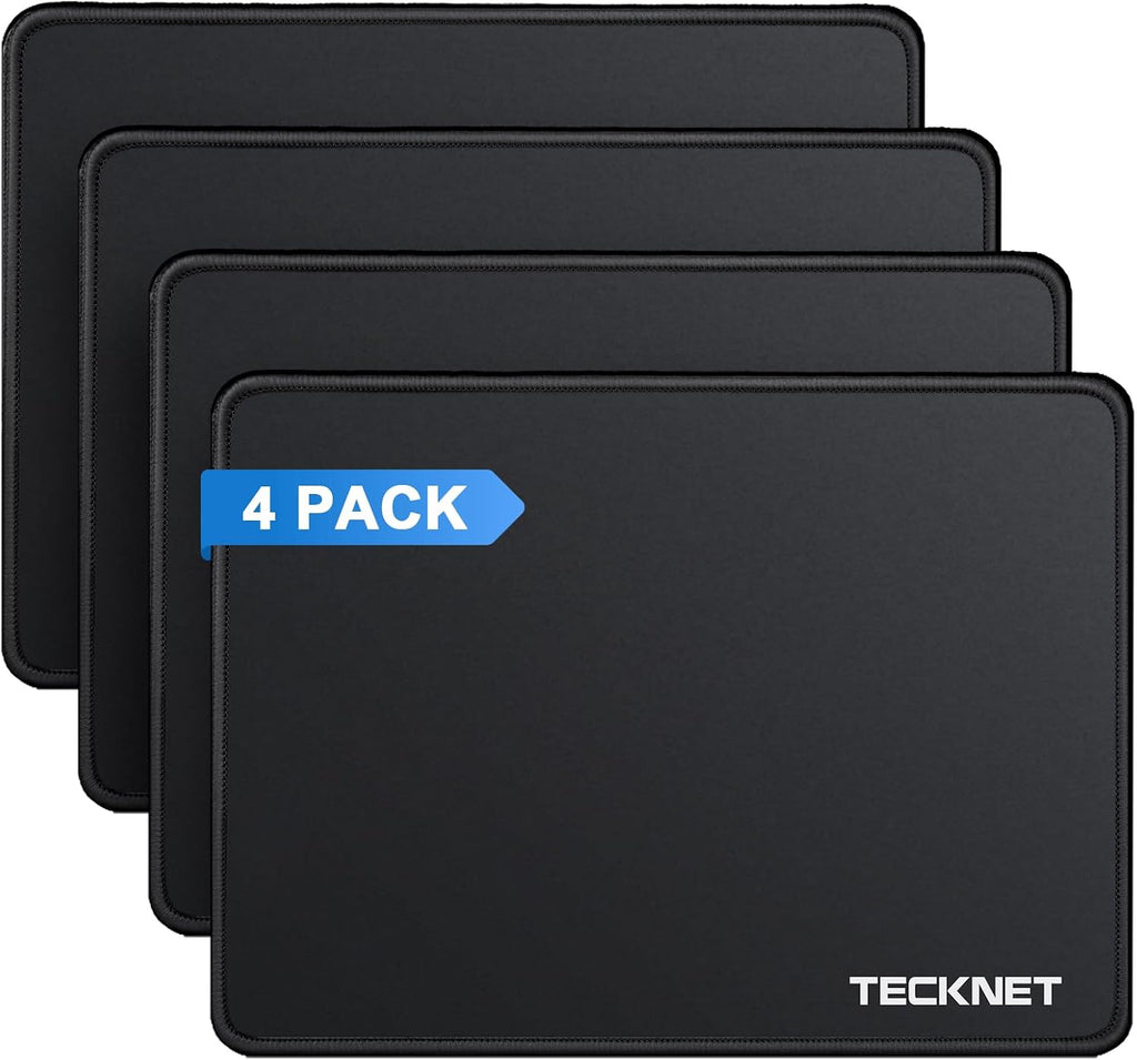 TECKNET 4 Pack Mouse Pad with Durable Anti-fray Stitching, Small Mousepad