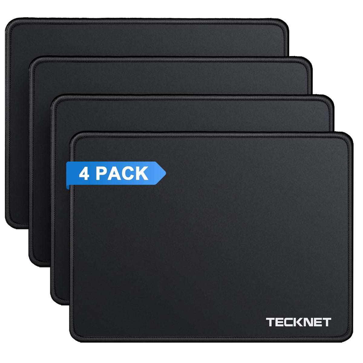 TECKNET 4 Pack Mouse Pad with Durable Anti-fray Stitching, Small Mousepad