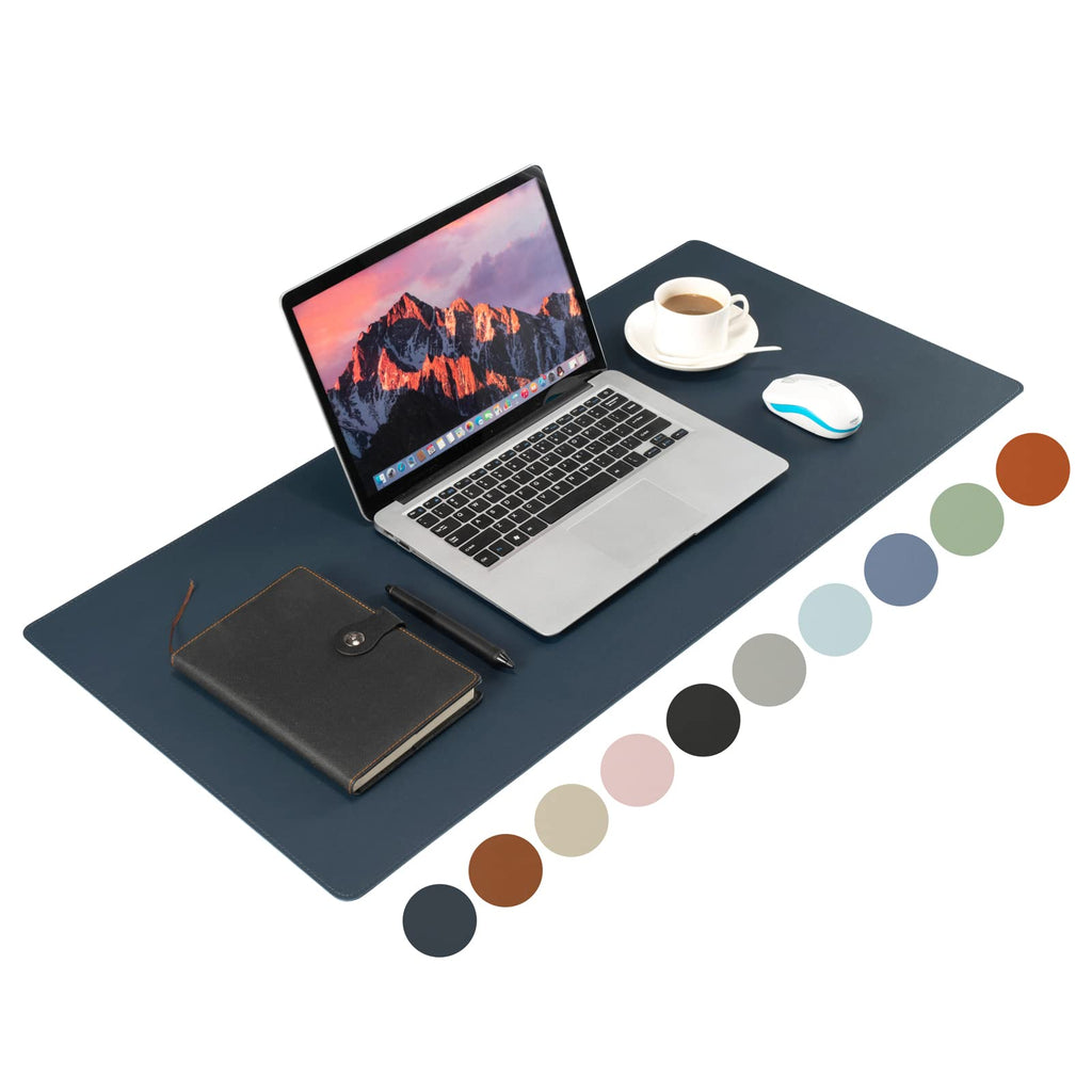 Leather Desk Pad Blotter,Wolaile 36x17 inch Big Keyboard Mouse Pad,Waterproof Non-Slip Writing Desk Computer Mat Desktop Protector for Office Home,Ivory White