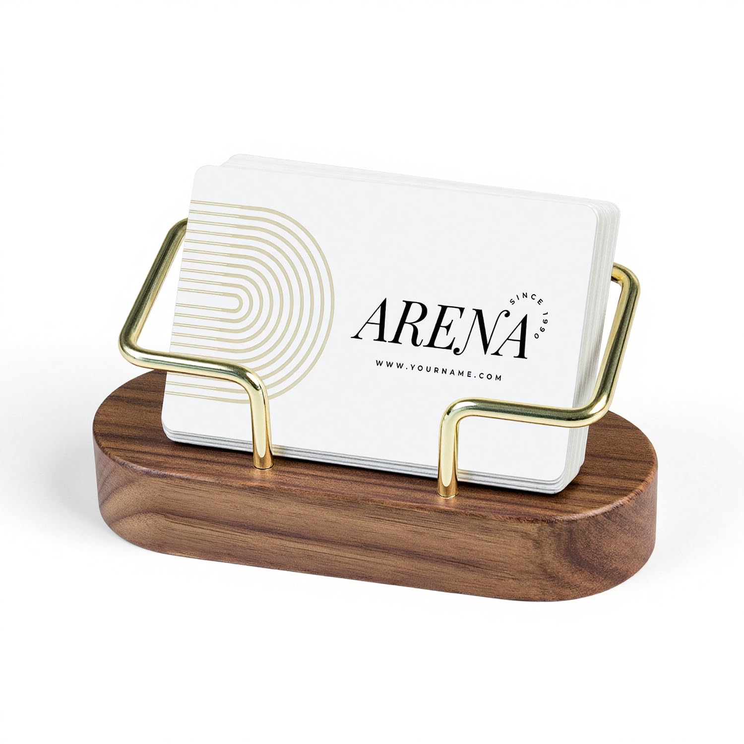 Business Card Holder for Desk, Minimalist Office Wooden Organizer