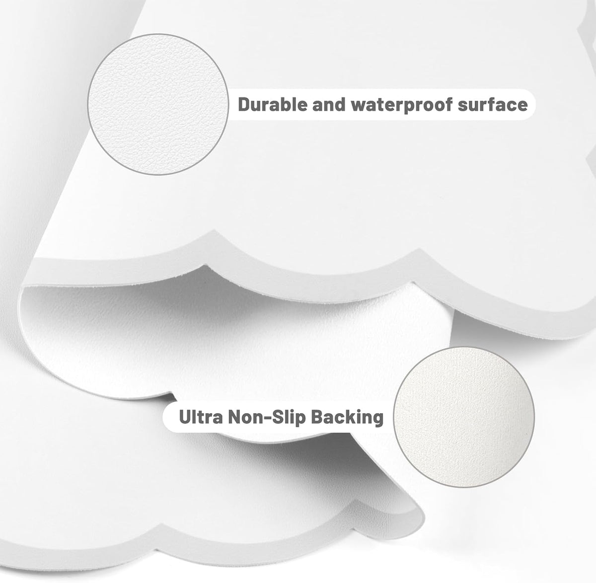 Scalloped Desk Mat,31.5"x15.7" Large Mouse Pad for Desk Pad,Beige