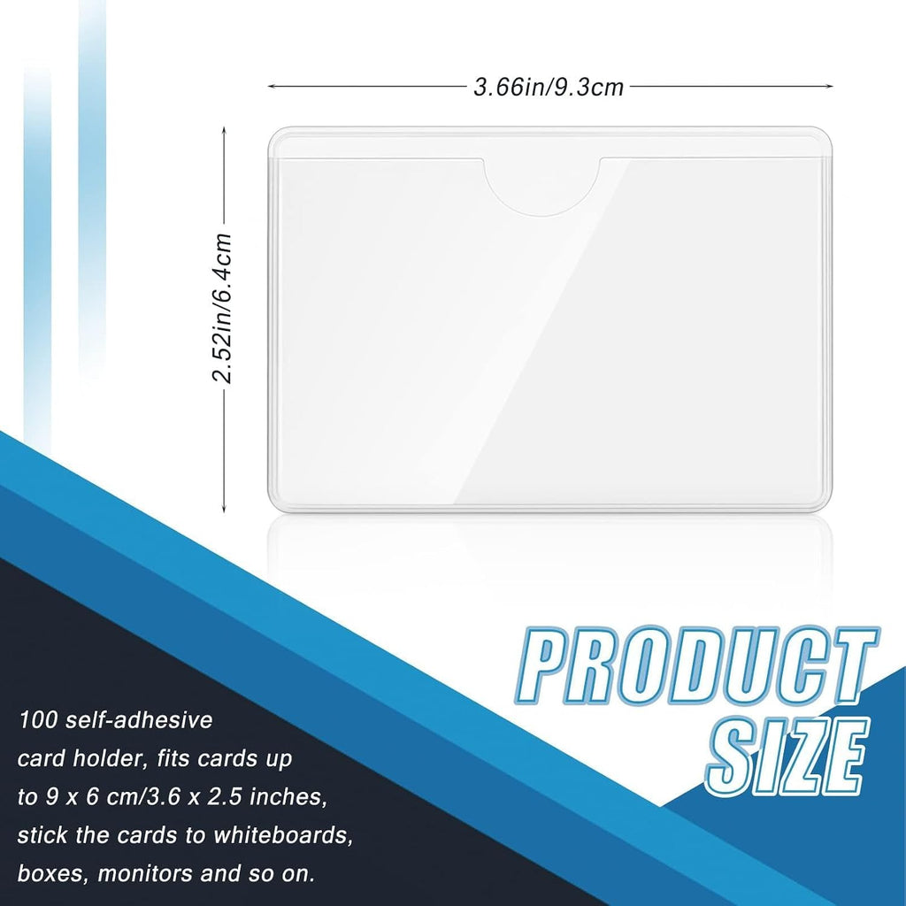 100 Pack Clear Self-Adhesive Business Card Pockets