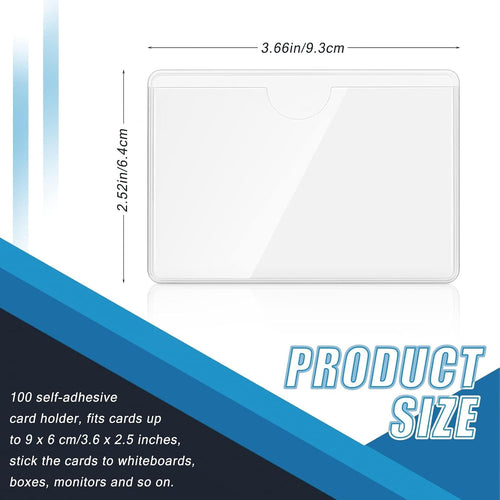 100 Pack Clear Self-Adhesive Business Card Pockets