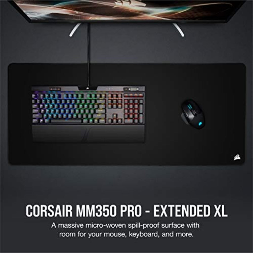 Corsair MM350 PRO Spill-Proof Cloth Gaming Mouse Pad – Extended XL – Black