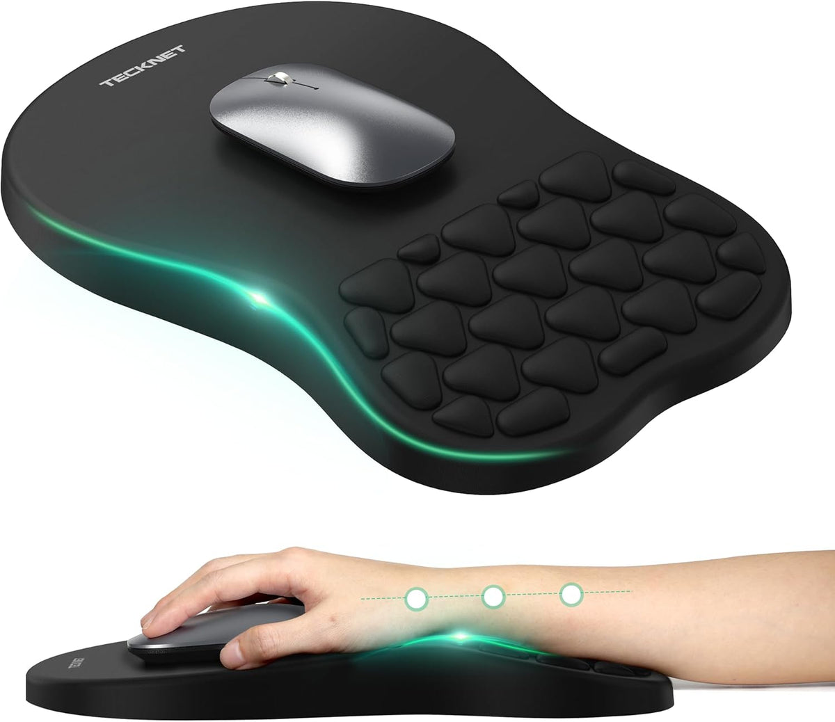 TECKNET Ergonomic Mouse Pad with Wrist Rest,Soft Comfortable Massage Design