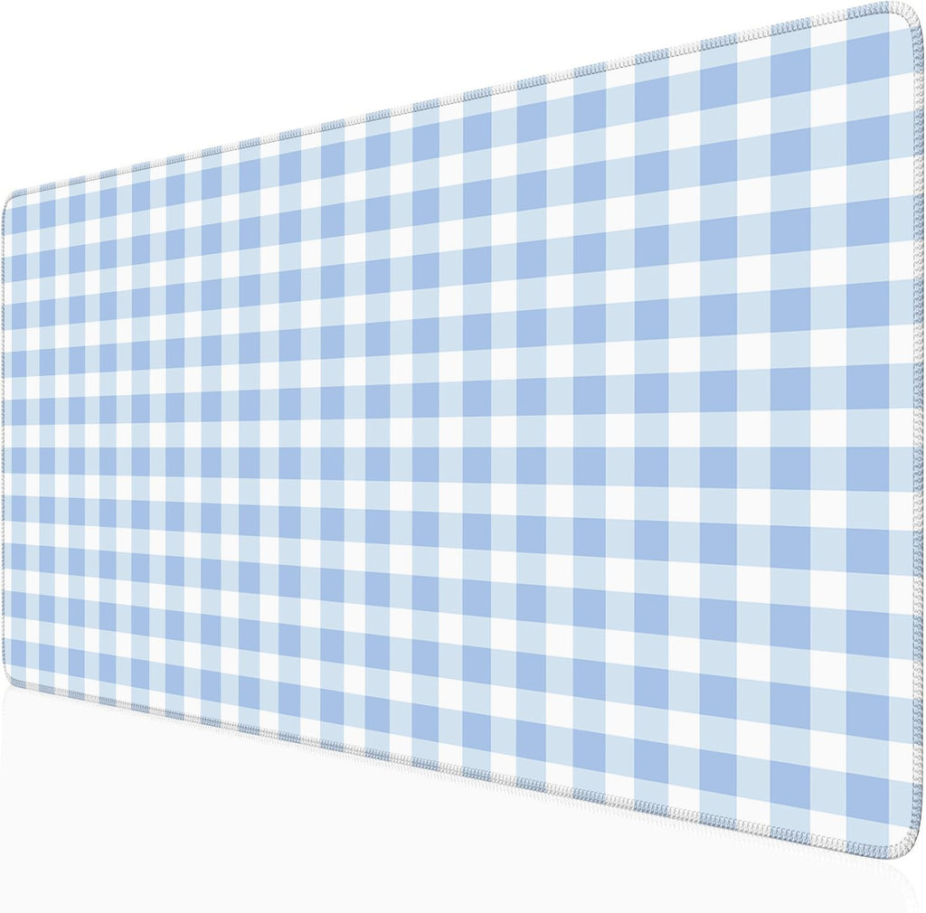 Checkered Desk Mat Cute Pink Pastel XXL Large Mouse Pad Aesthetic Boho Desk Pad with Stitched Edges, Office Decor Keyboard Pad Mouse Mat for Computer