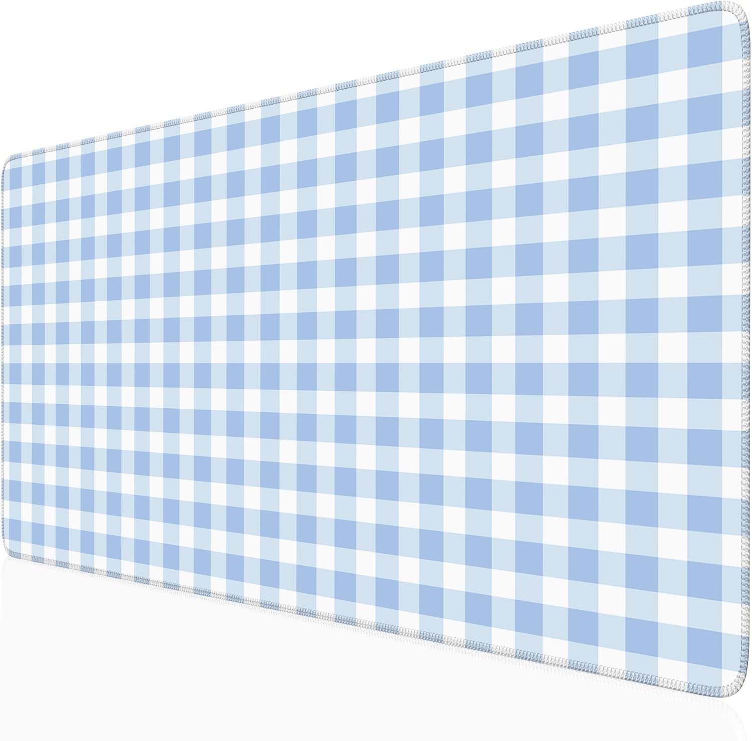 Checkered Desk Mat Cute Pink Pastel XXL Large Mouse Pad Aesthetic Boho Desk Pad with Stitched Edges, Office Decor Keyboard Pad Mouse Mat for Computer
