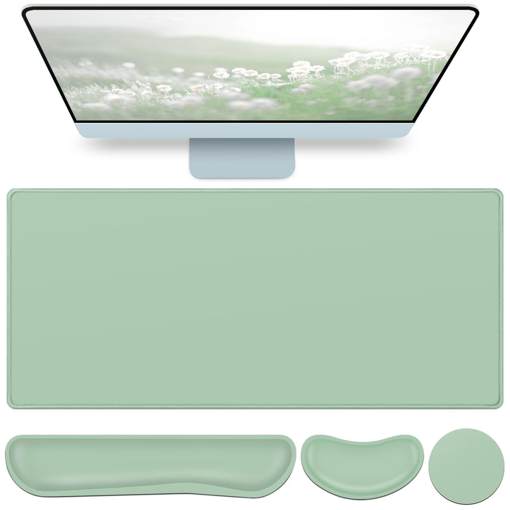 Desk Mat, Large Gaming Mouse Pad with Wrist Rest, 4in1 XXL Mousepad Floral