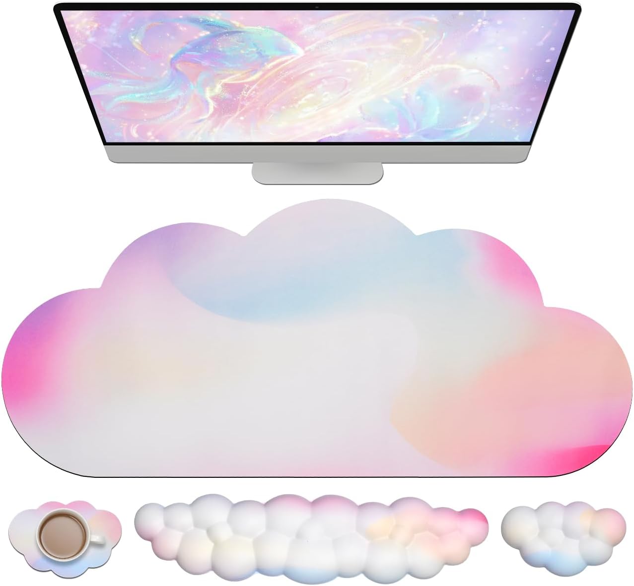 JIKIOU Ergonomic Keyboard Wrist Rest &Large Mouse Pad&Mouse Wrist & Cup Pad