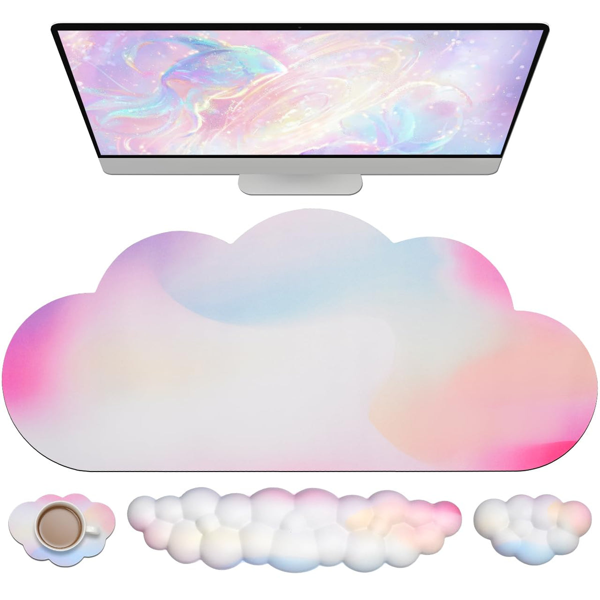 JIKIOU Ergonomic Keyboard Wrist Rest &Large Mouse Pad&Mouse Wrist & Cup Pad