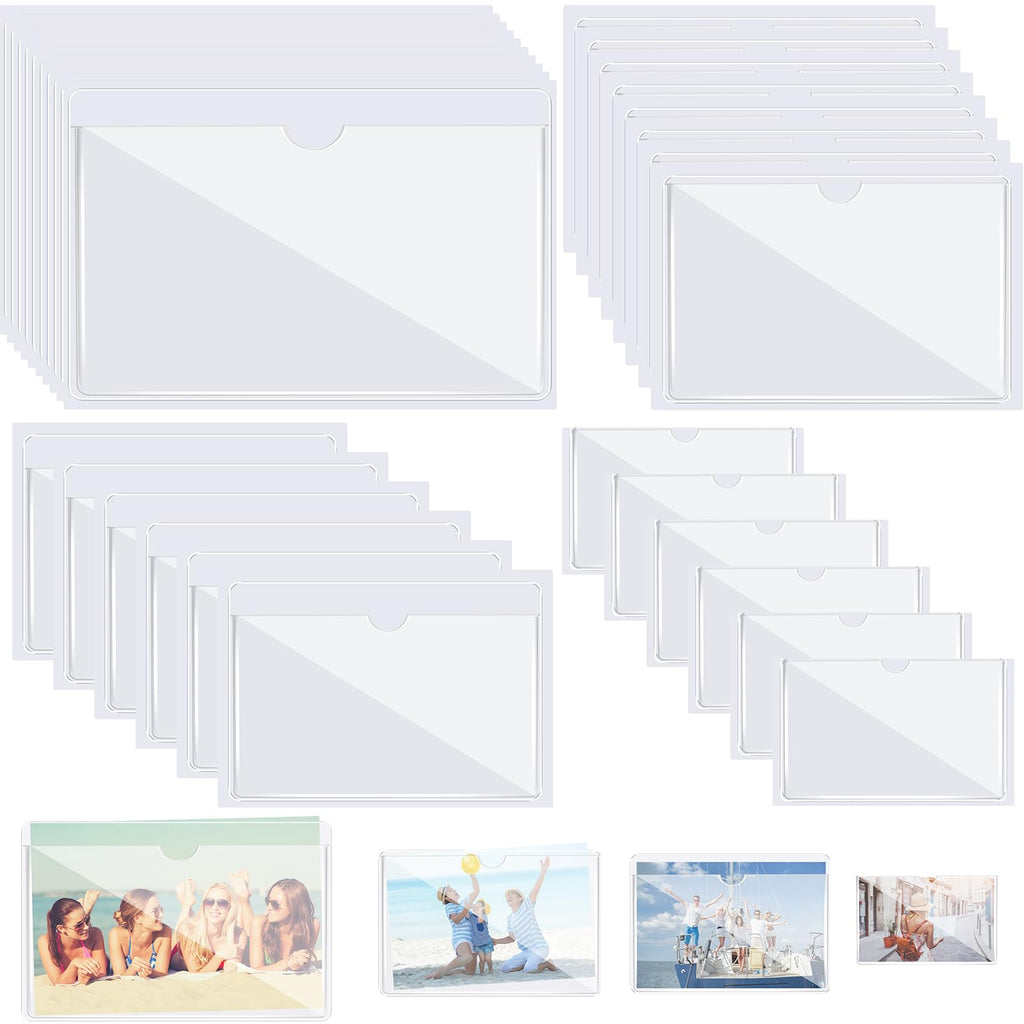 Chinco 30 Pack Self Adhesive Index Card Pockets Top Open,3.7 X 2.3 Inches
