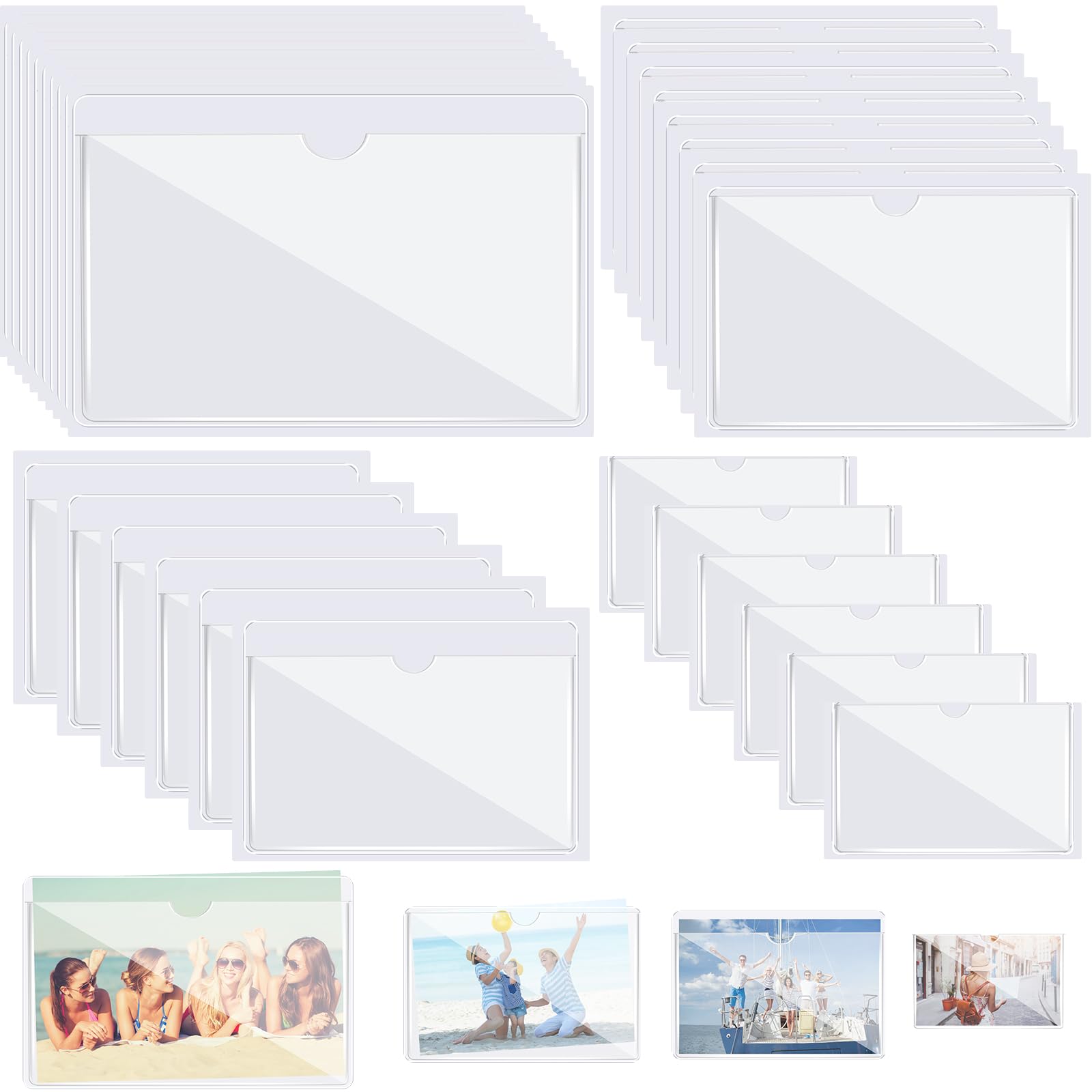 Chinco 30 Pack Self Adhesive Index Card Pockets Top Open,3.7 X 2.3 Inches