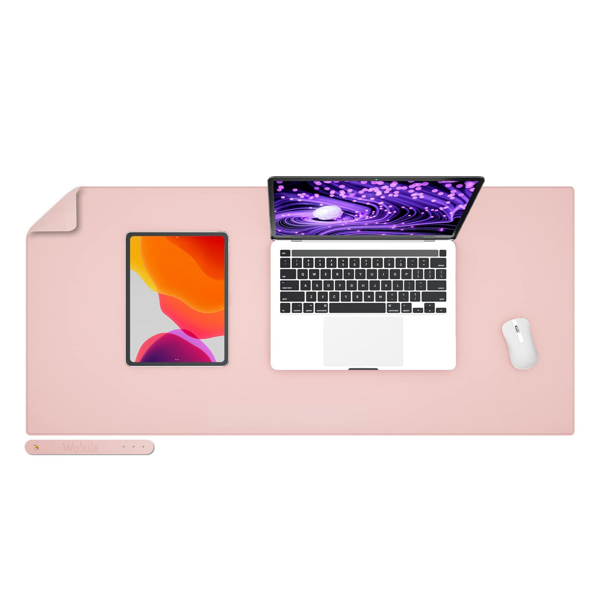 Leather Desk Pad Blotter,Wolaile 36x17 inch Big Keyboard Mouse Pad,Waterproof Non-Slip Writing Desk Computer Mat Desktop Protector for Office Home,Ivory White