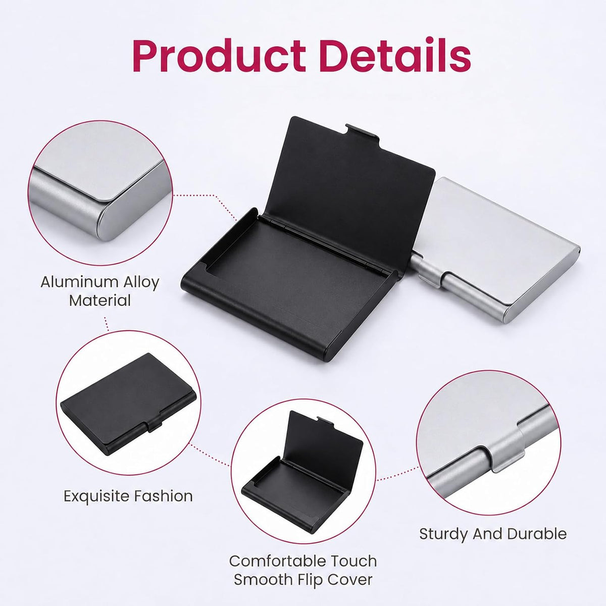 2Pcs Business Card Case, Business Card Holder for Purse