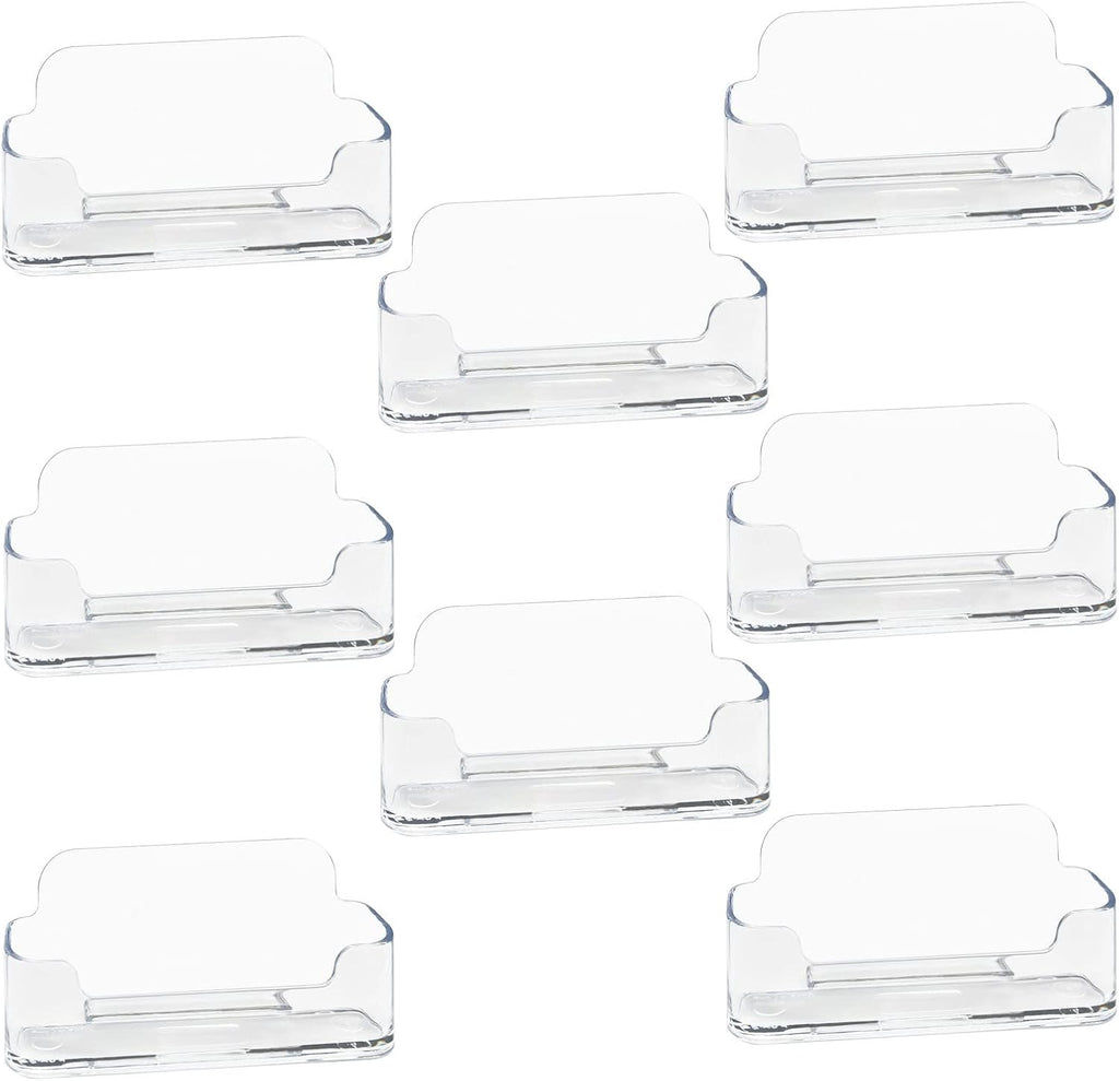 HSYMQ 8 Pack Acrylic Business Card Holder for Desk, Clear Plastic Business Cards Display Holders Stand, Fits 30-50 Business Cards