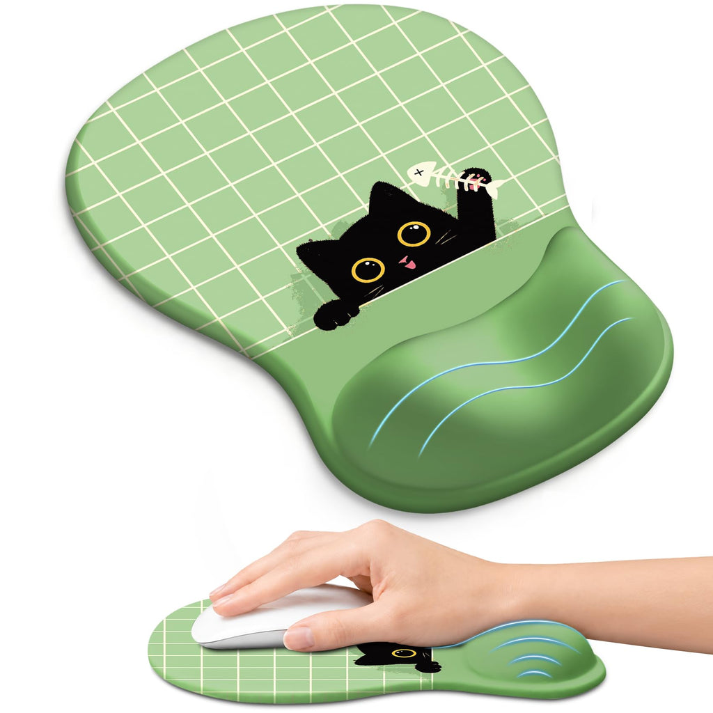 Ergonomic Mouse Pad with Wrist Rest, Gel Wrist Support, Black