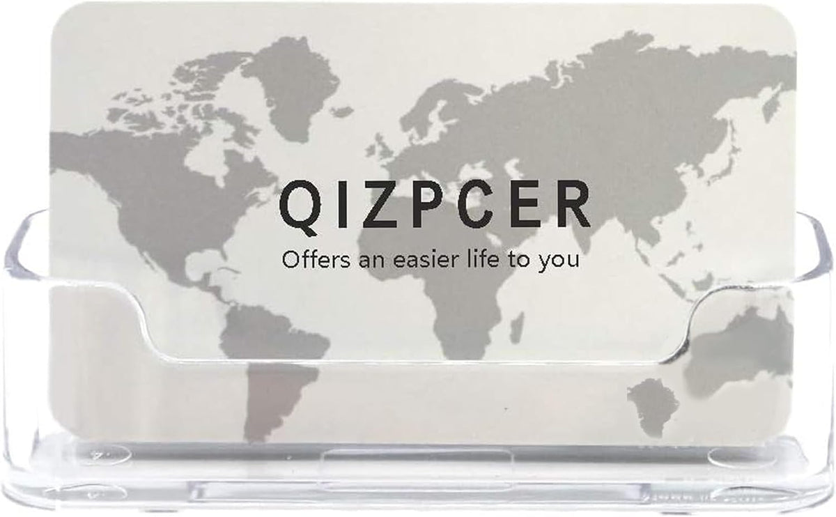 Qizpcer 8 Pack Plastic Business Card Holder - Clear Business Card Case for Desk - Office Acrylic Business Card Stand Display