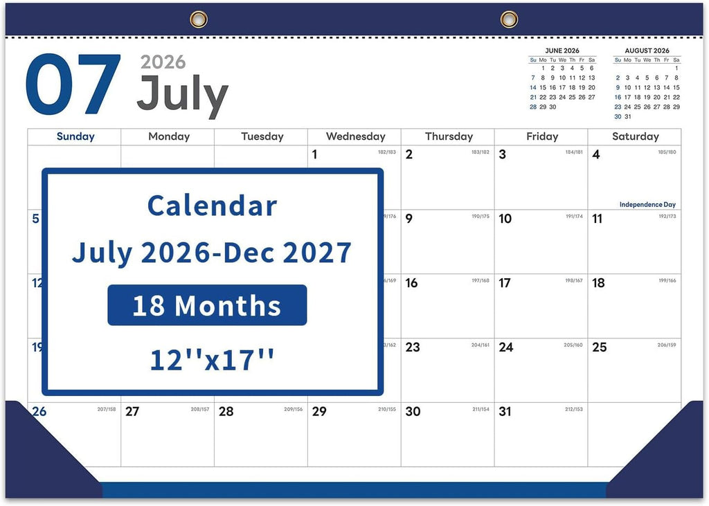 COMIX Desk Calendar 2026-2027, 17" x 12" Monthly Desktop Planner Pad with Frosted Cover, 18 Months July 2026 to December 2027, Thick 120 GSM Paper for Office School Home