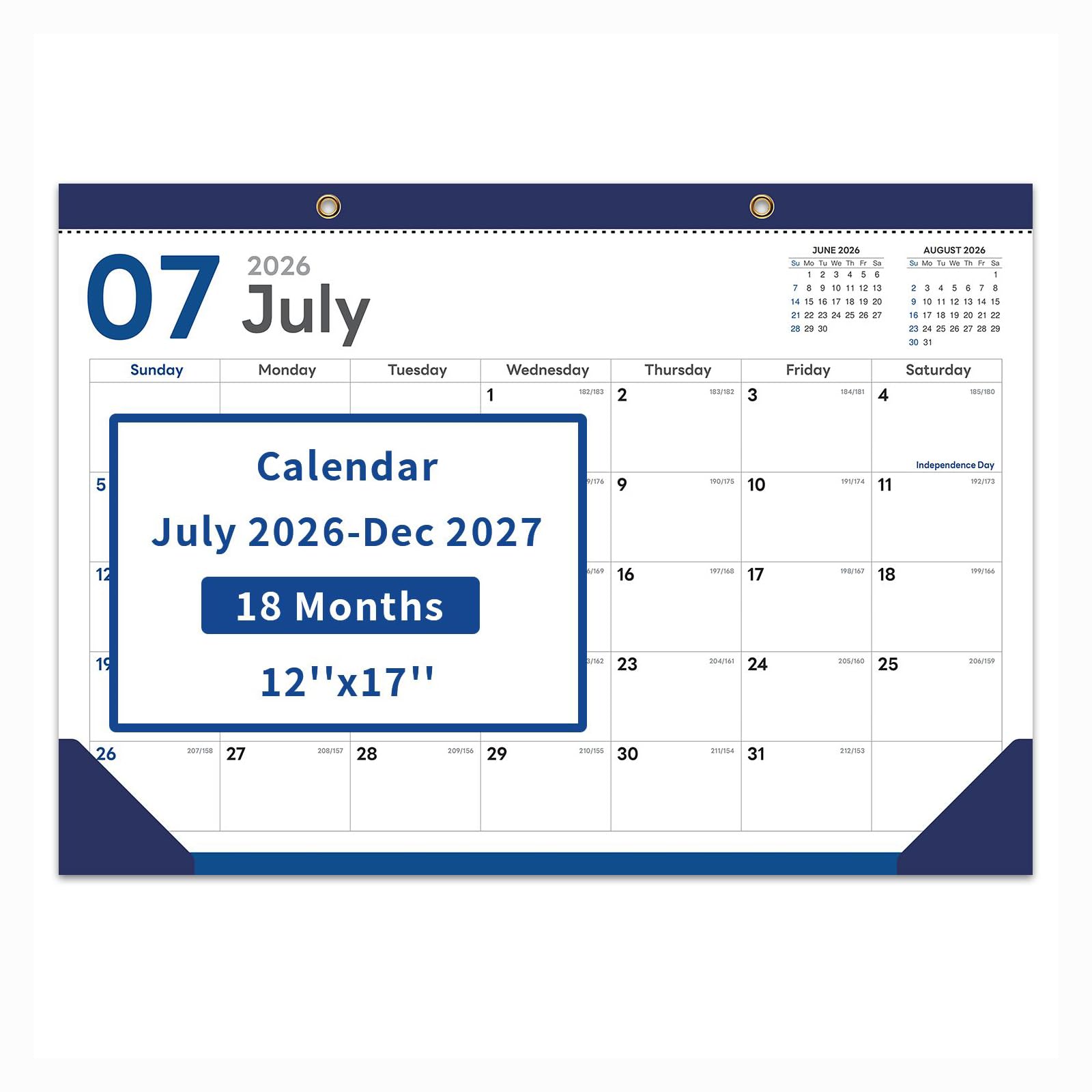 COMIX Desk Calendar 2026-2027, 17" x 12" Monthly Desktop Planner Pad with Frosted Cover, 18 Months July 2026 to December 2027, Thick 120 GSM Paper for Office School Home
