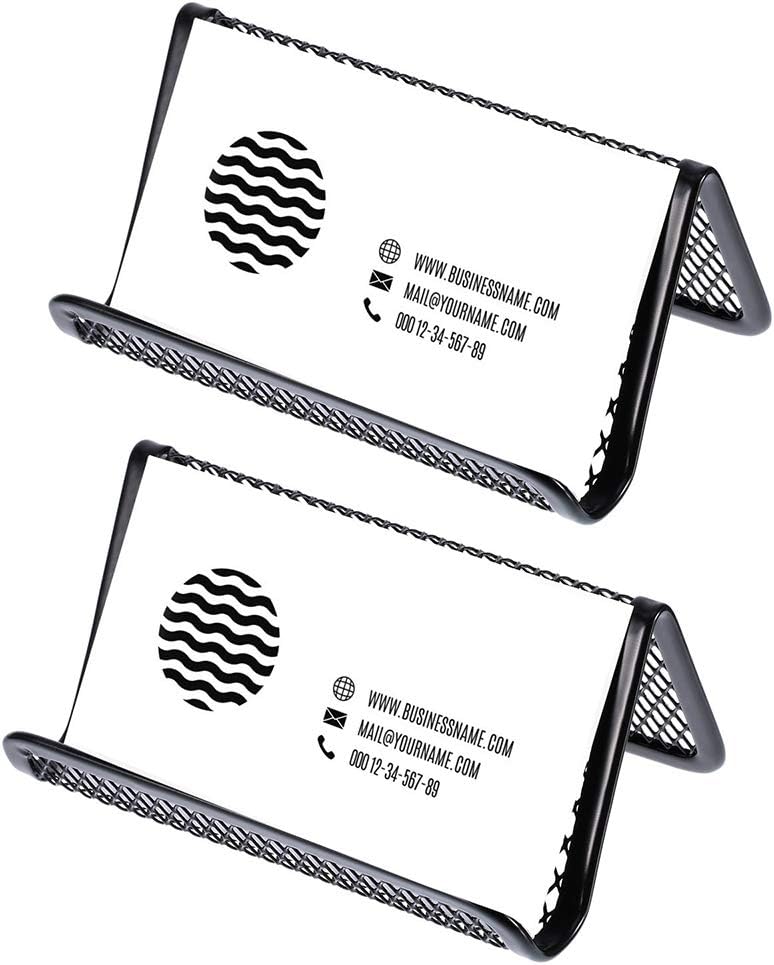 Black Metal Mesh Business Card Holder Desk Business Card Organizer for Desk Office Name Card(Black, 6 Pack)