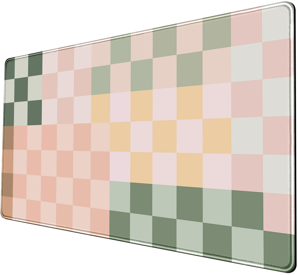 Checkered Desk Mat Cute Pink Pastel XXL Large Mouse Pad Aesthetic Boho Desk Pad with Stitched Edges, Office Decor Keyboard Pad Mouse Mat for Computer