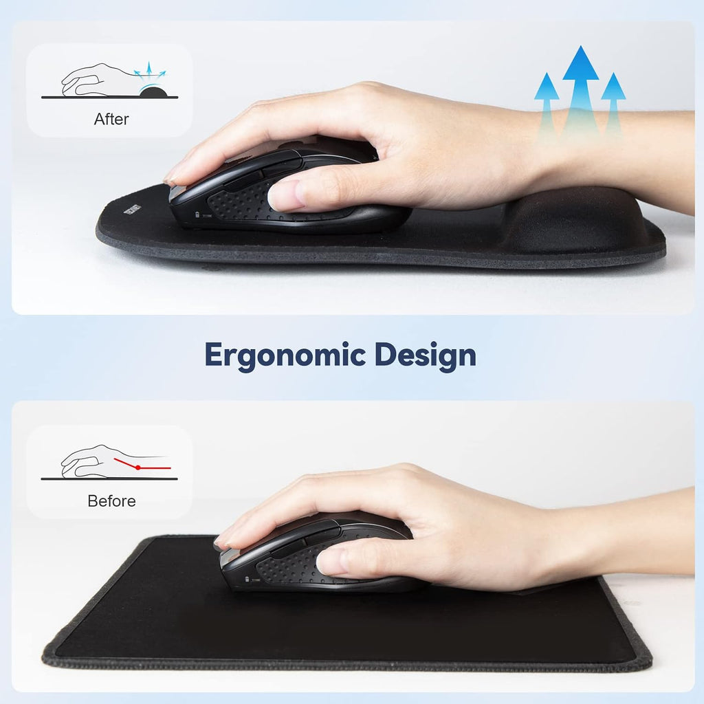 TECKNET Ergonomic Mouse Pad with Wrist Support Black