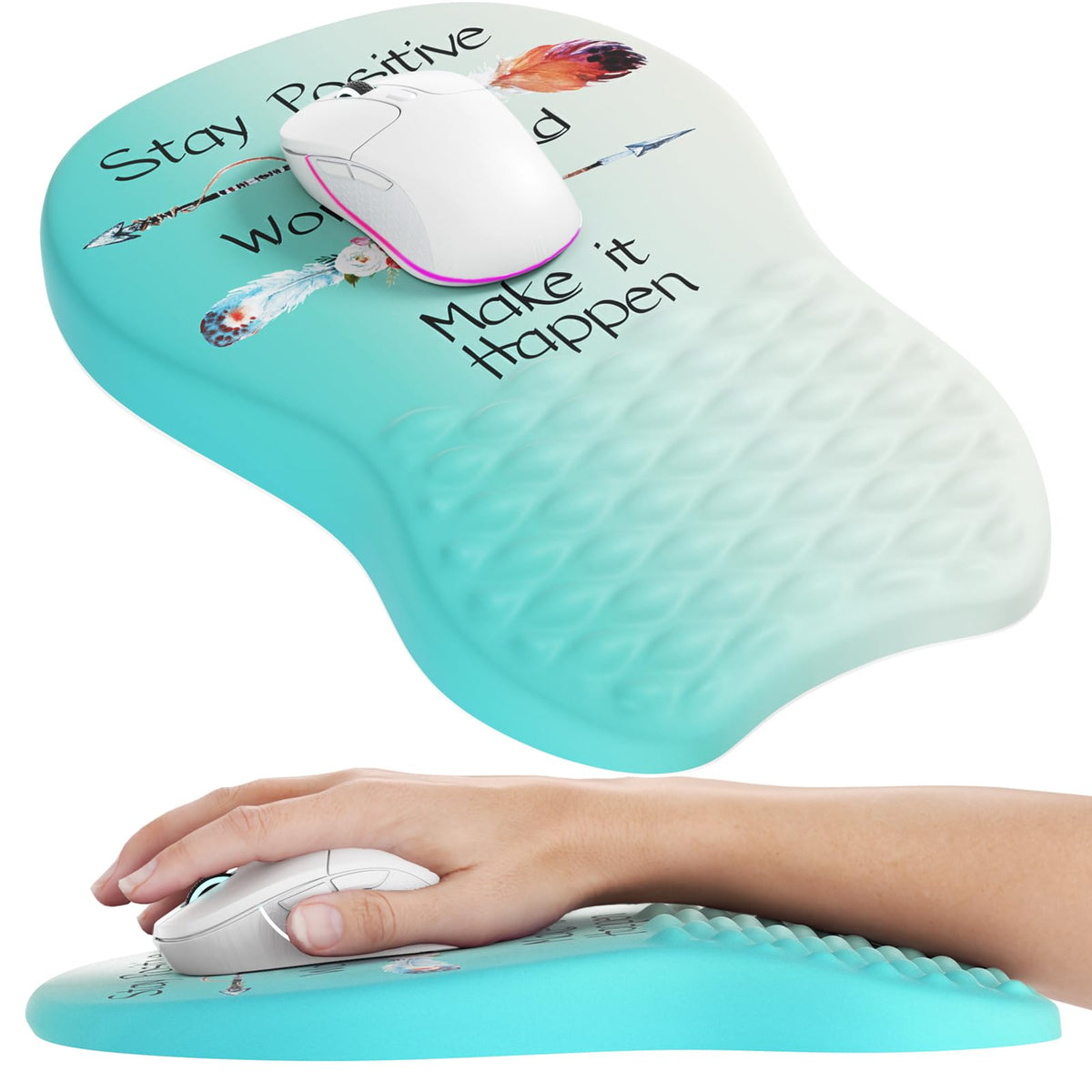 MROCO Ergonomic Mouse Pad with Wrist Support, Memory Foam Wrist Rest, Black