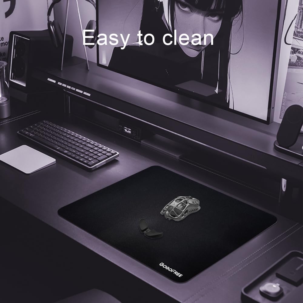 Glass Gaming Mouse Pad, Professional Esport Tempered Glass Mouse Pad Ultra-Smooth Micro-Etched Surface for Top Speed and Control,Hard Mousepad Black (15.7'' x 11.8'')