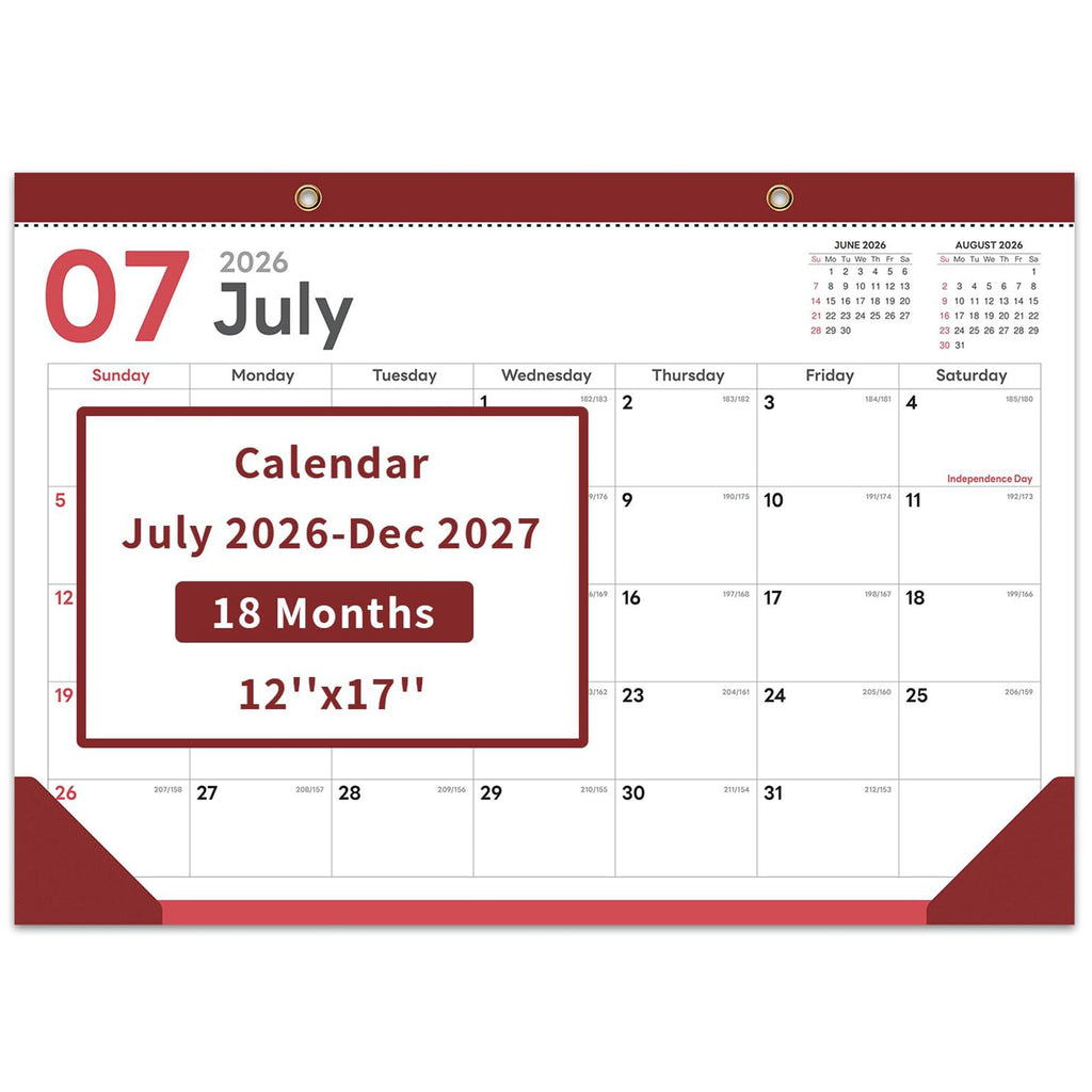 COMIX Desk Calendar 2026-2027, 17" x 12" Monthly Desktop Planner Pad with Frosted Cover, 18 Months July 2026 to December 2027, Thick 120 GSM Paper for Office School Home