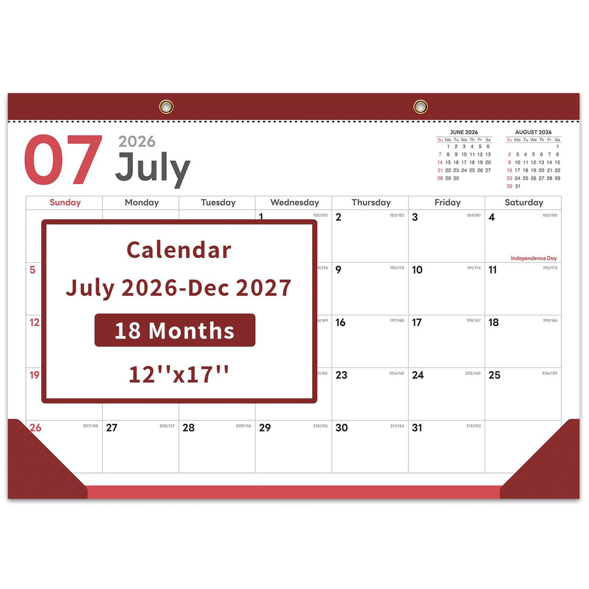 COMIX Desk Calendar 2026-2027, 17" x 12" Monthly Desktop Planner Pad with Frosted Cover, 18 Months July 2026 to December 2027, Thick 120 GSM Paper for Office School Home