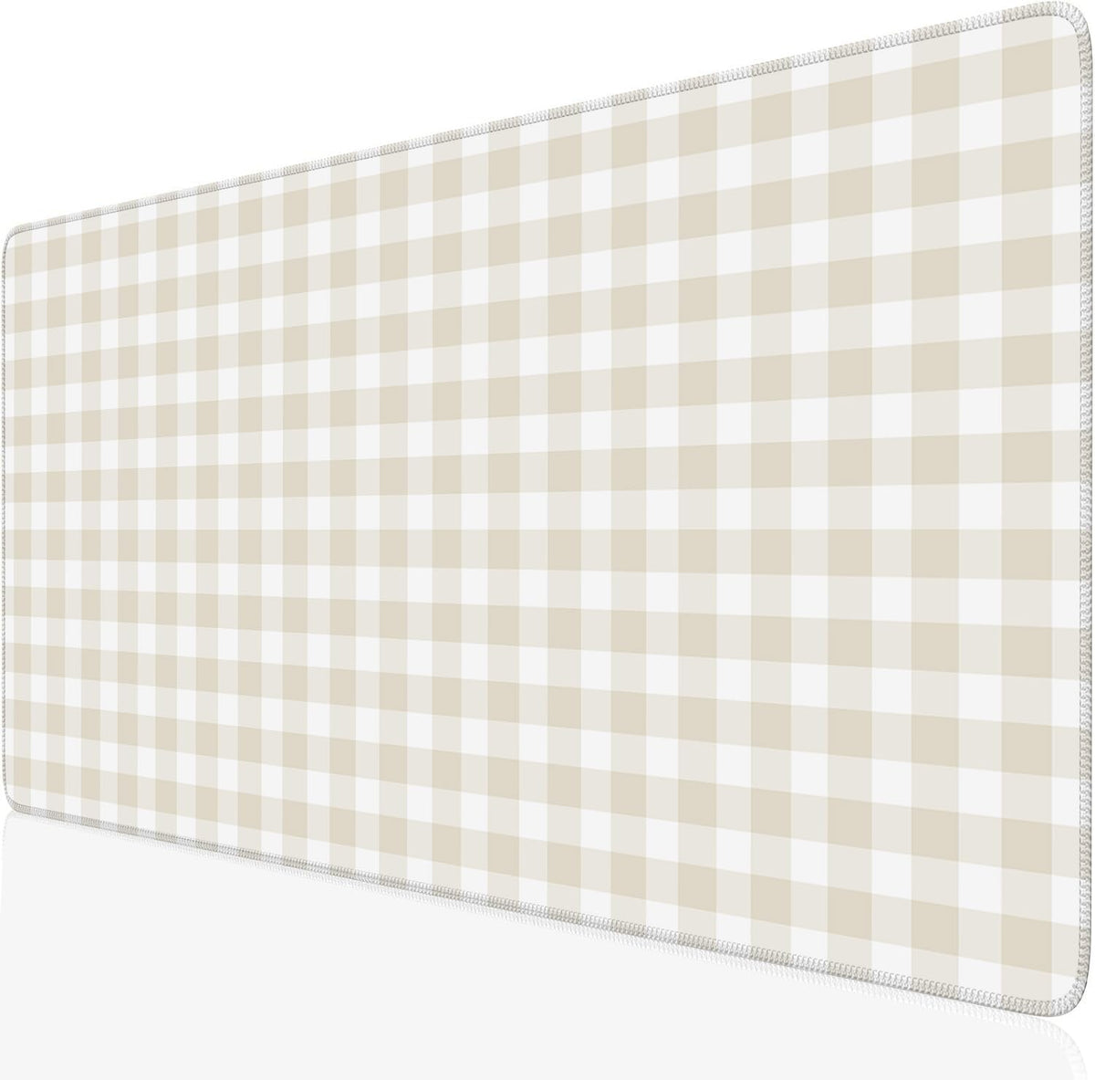 Checkered Desk Mat Cute Pink Pastel XXL Large Mouse Pad Aesthetic Boho Desk Pad with Stitched Edges, Office Decor Keyboard Pad Mouse Mat for Computer