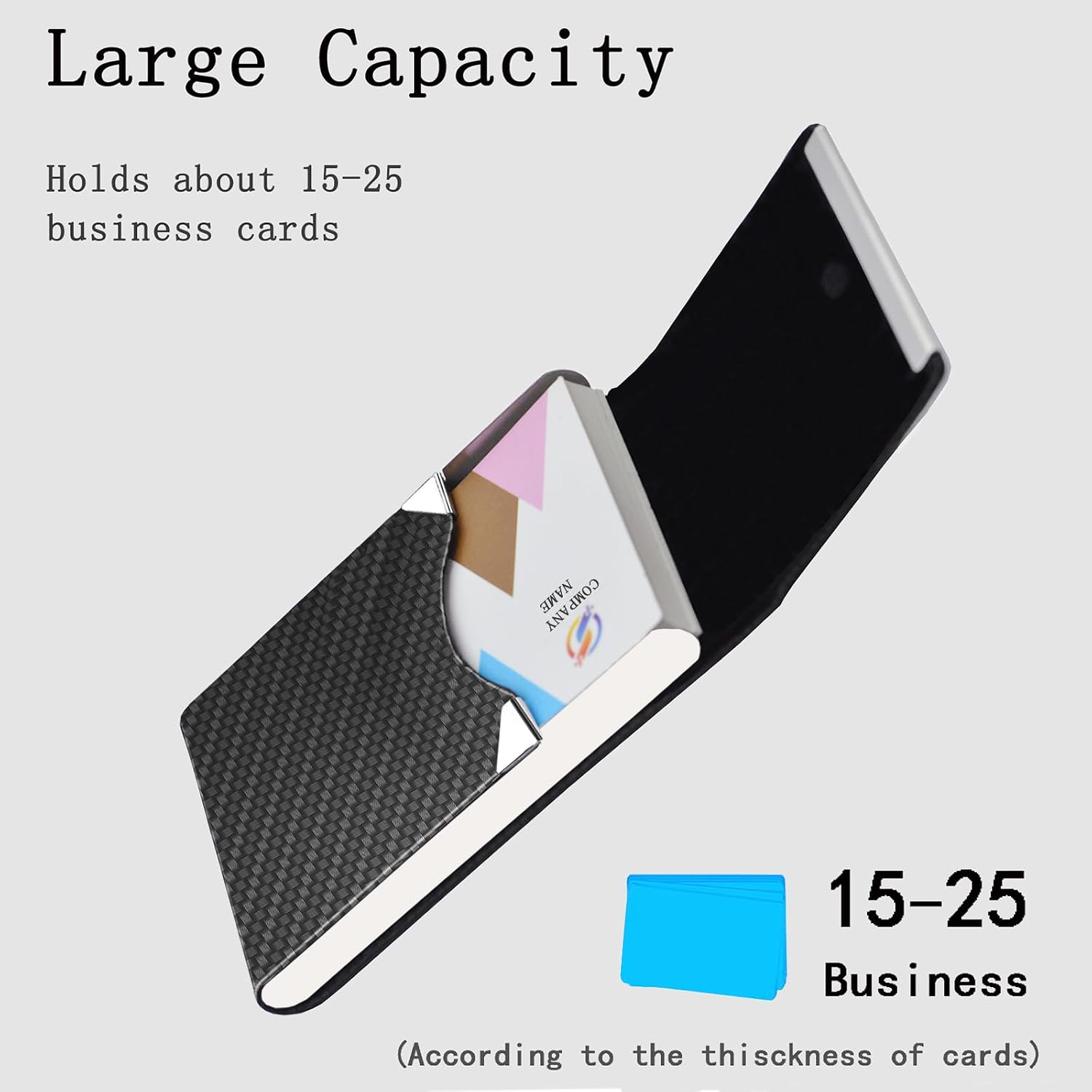 Business Card Holder PU Leather&Metal Business Card Case,Black1