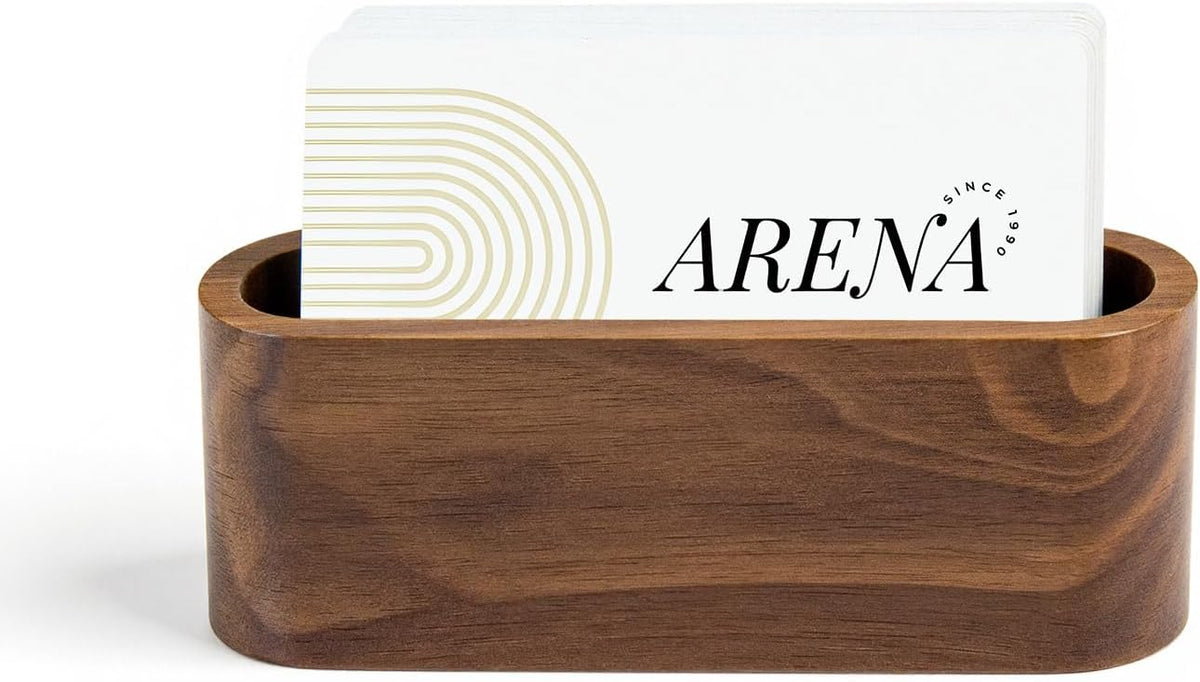 Business Card Holder for Desk, Minimalist Office Wooden Organizer
