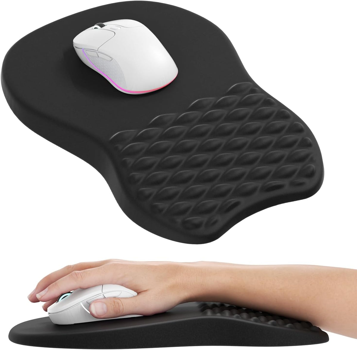 MROCO Ergonomic Mouse Pad with Wrist Support, Memory Foam Wrist Rest, Black