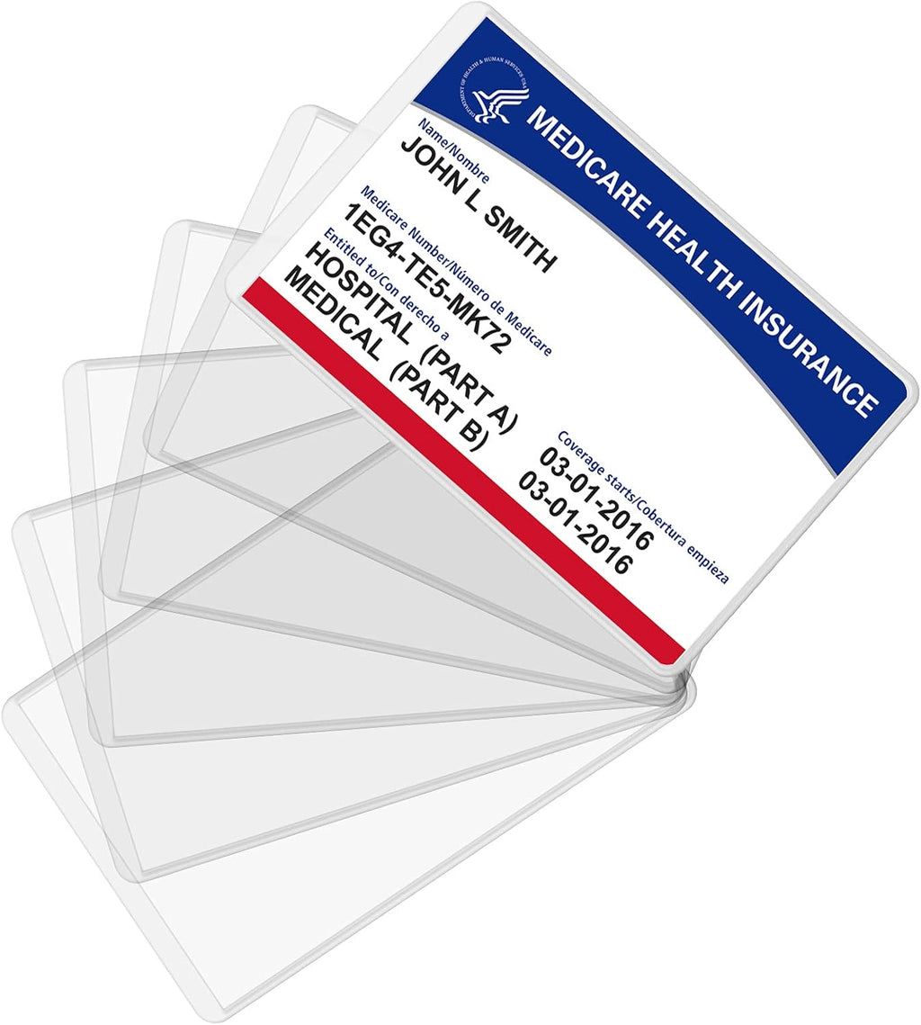 Fabmaker New Medicare Card Protector, 6 Pack Plastic Card Holder for Wallet Single 12 Mil Business Card Sleeve Waterproof Cards Plastic Protector for Credit Card Business Card Social Security Card