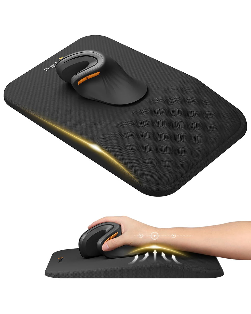 ProtoArc MP50 Ergonomic Mouse Pad with Wrist Support, Lycra Surface, Black