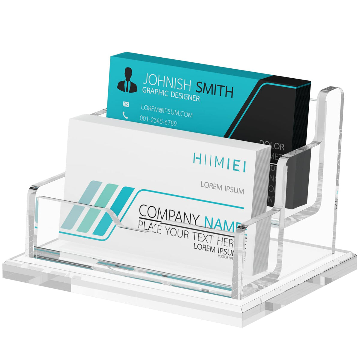 HIIMIEI Acrylic Business Card Display, Multiple Card Holder for Office, Home, Restaurant - 4 Slot 4 Tier