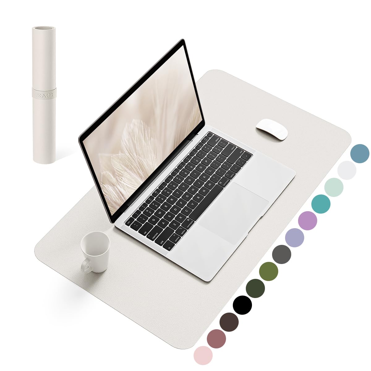 YSAGi Non-Slip Leather Desk Pad, Waterproof Laptop Computer Desk Keyboard Mat, Table Protector Blotter Mat, Large Mouse Pad for Office/Work/Home/Decor(Olive Green, 31.5" x 15.7")