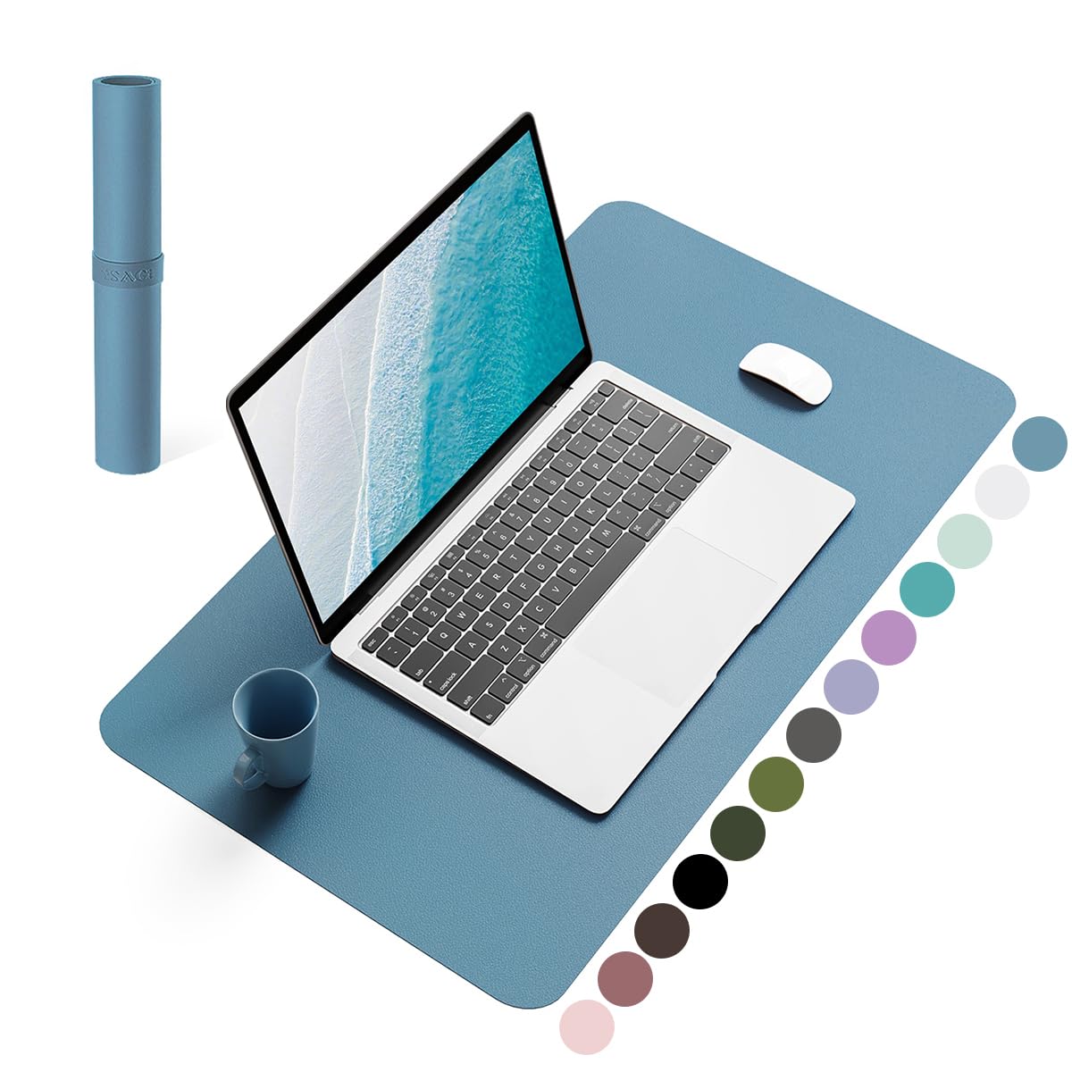 YSAGi Non-Slip Leather Desk Pad, Waterproof Laptop Computer Desk Keyboard Mat, Table Protector Blotter Mat, Large Mouse Pad for Office/Work/Home/Decor(Olive Green, 31.5" x 15.7")