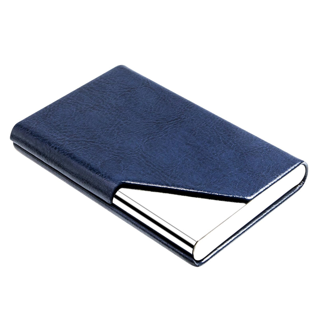 Padike Business Card Holder, Upgraded Leather Business Card Case Pocket Card Holders for Men or Women, Metal Slim Name Card Holder RFID Blocking Business Card Carrier with Magnetic Closure(Black)