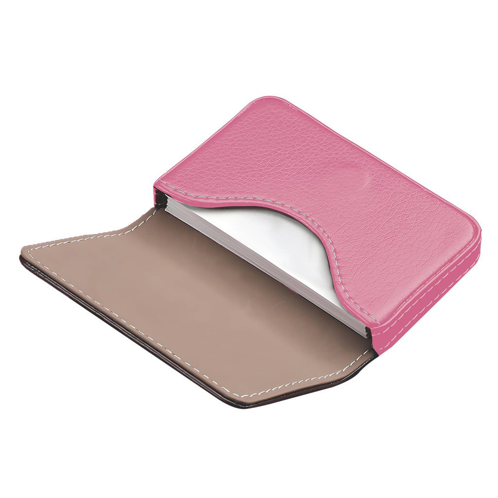 Business Card Holder PU Leather with Magnetic Closure, Slim Pocket Name Card Case for Men & Women, Professional Card Wallet for Office & Travel (Brown)