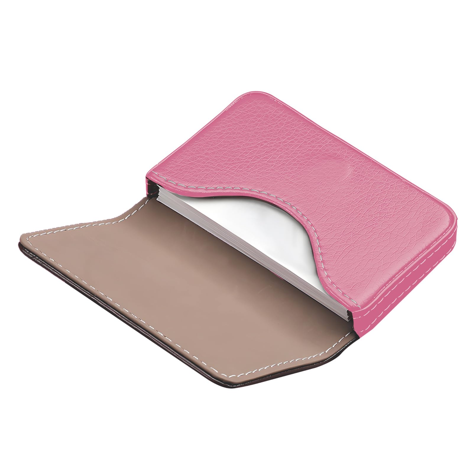 Business Card Holder PU Leather with Magnetic Closure, Slim Pocket Name Card Case for Men & Women, Professional Card Wallet for Office & Travel (Brown)