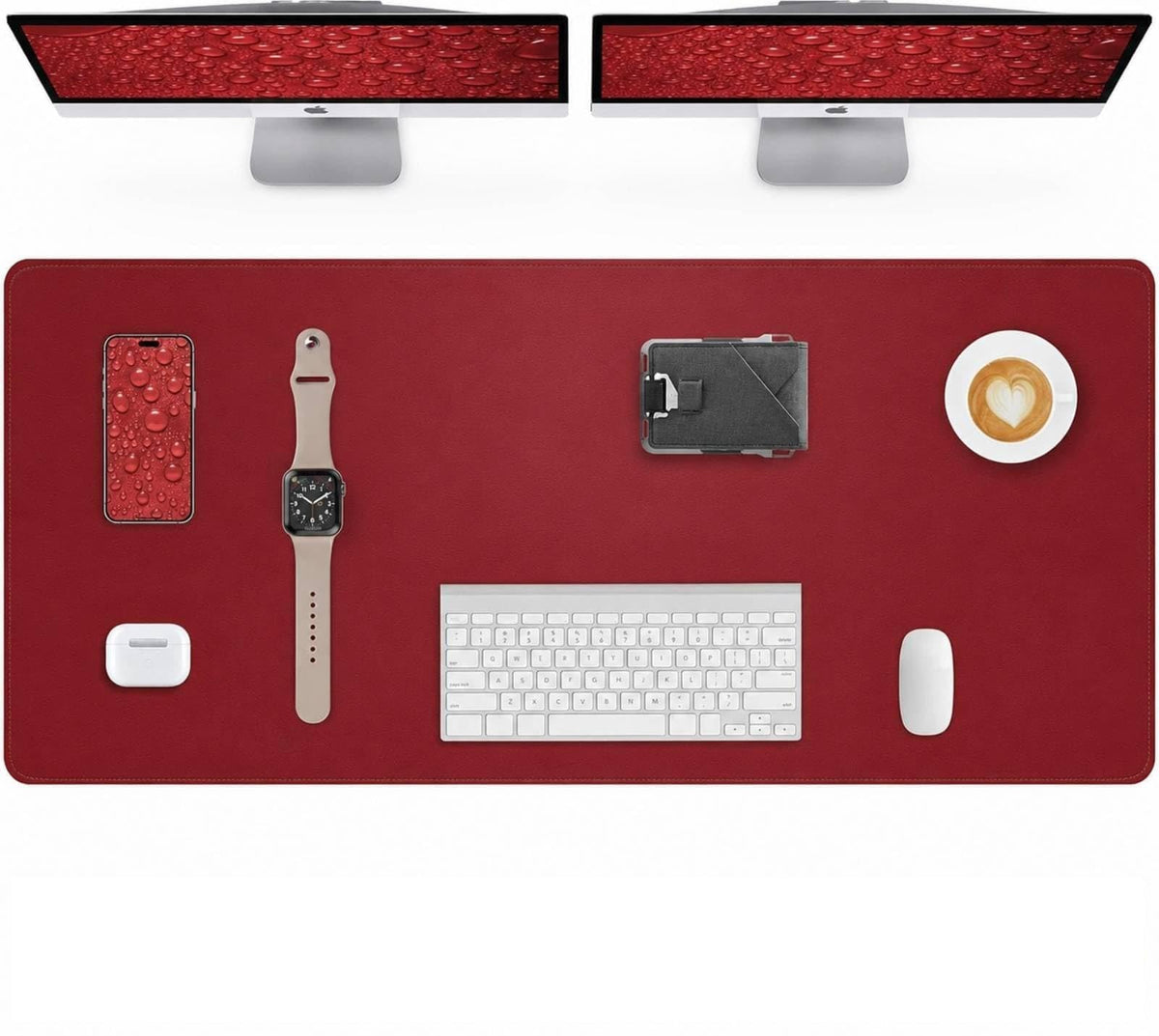 AFIING Large Desk Mat 55" x 24" - PU Leather Desk Pad Protector, Waterproof Non-Slip Extended Mouse Pad for Office Desk, Keyboard, Laptop and Home Workspace (Black)