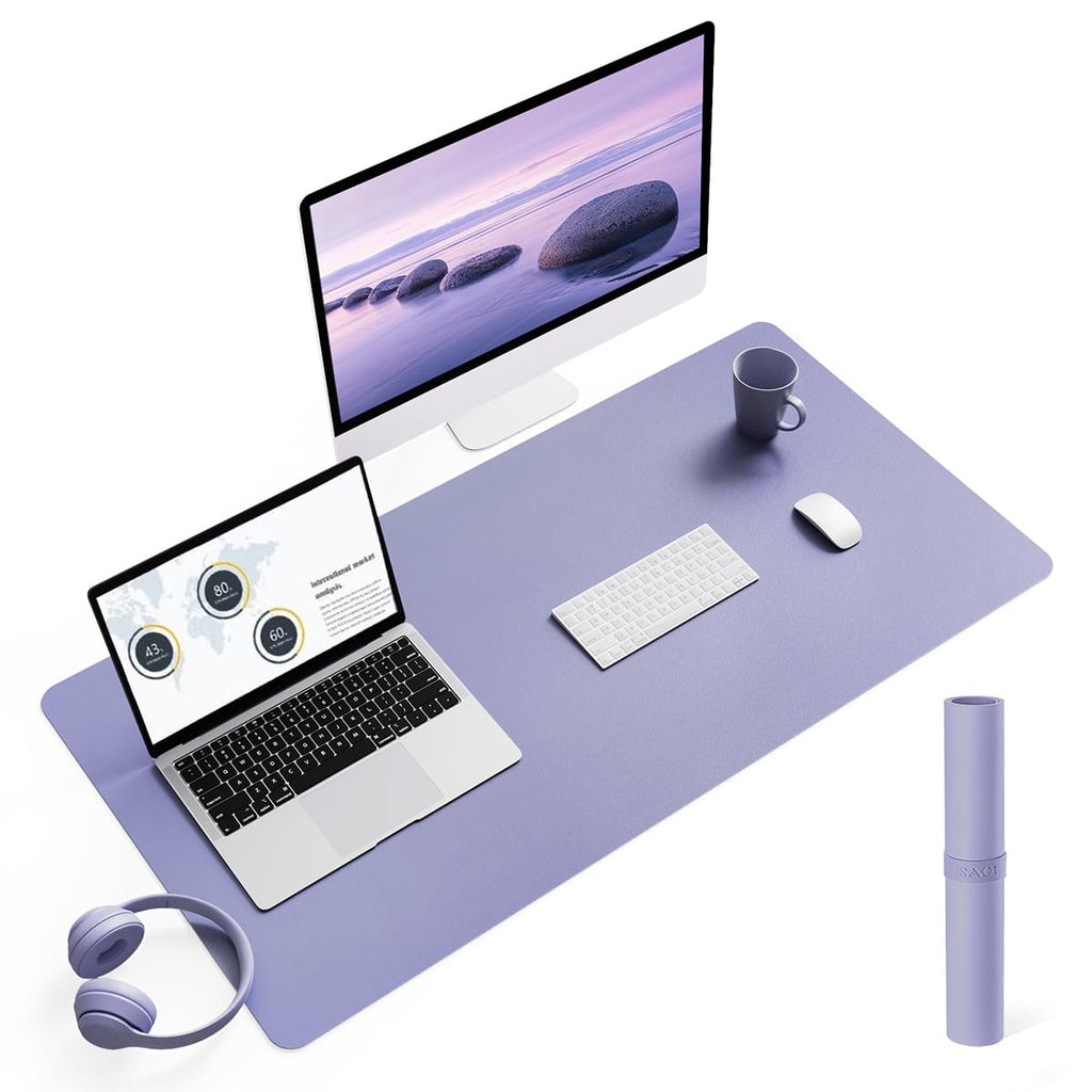 YSAGi Non-Slip Leather Desk Pad, Waterproof Laptop Computer Desk Keyboard Mat, Table Protector Blotter Mat, Large Mouse Pad for Office/Work/Home/Decor(Olive Green, 31.5" x 15.7")