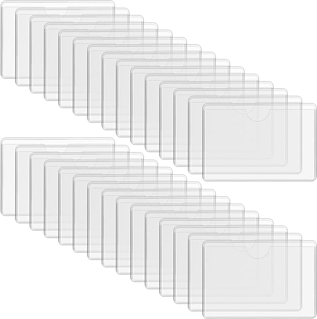 100 Pack Clear Self-Adhesive Business Card Pockets
