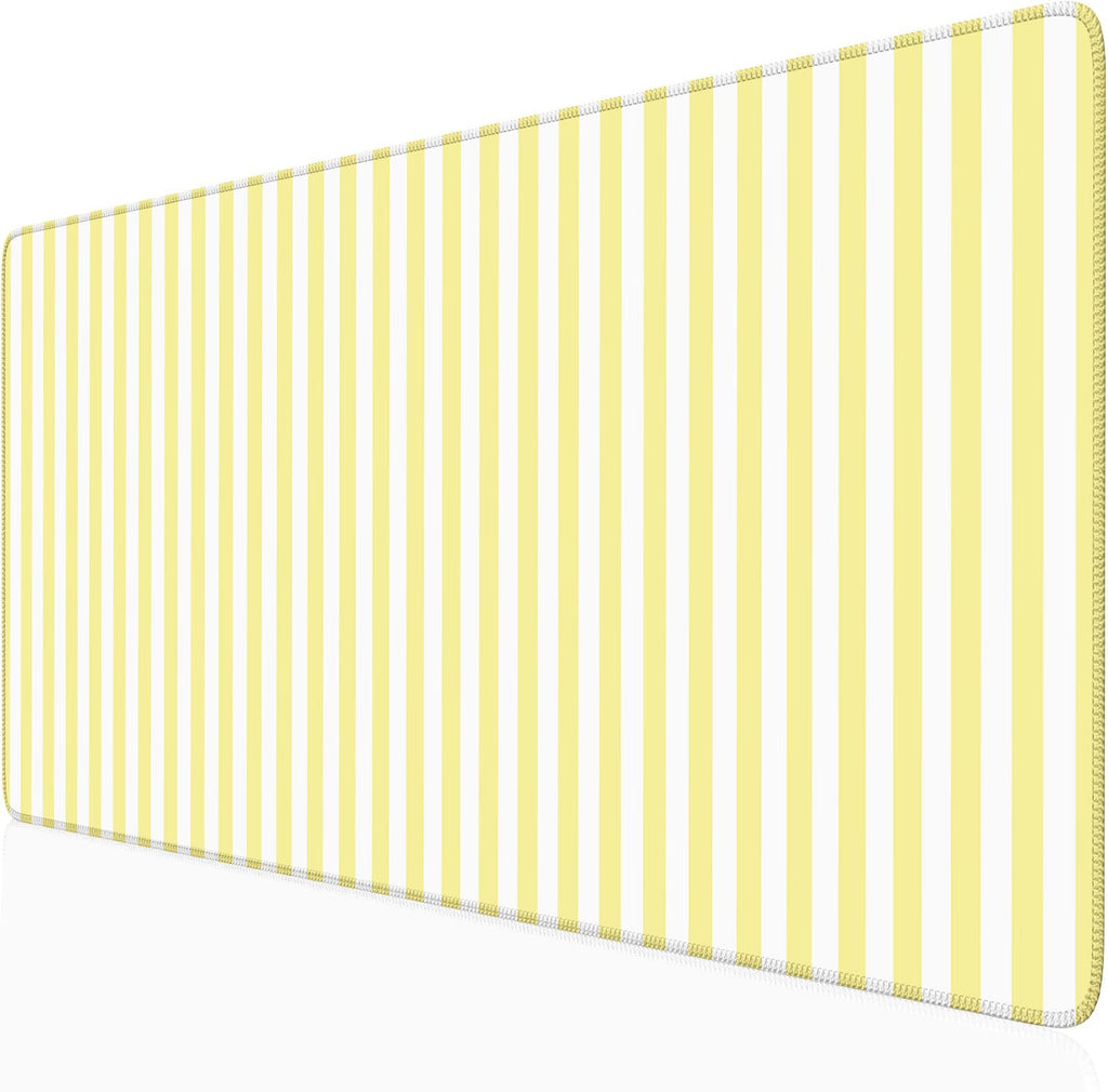 Light Pink Striped Desk Mat Cute Pastel XXL Large Gaming Mouse Pad Desk Pad Kawaii Cozy Aesthetic Keyboard Laptop Computer Mat Home Office Decor for Women