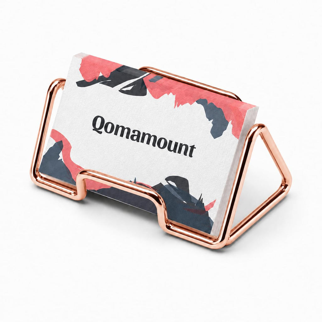 Qomamount Business Card Holder,Cute Heart-Shaped Metal Card Display Stand,Vertical Desktop Name Card Organizer,Small Phone Stand & Photo Holder for Office,Wedding,Reception,Exhibition(Rose gold)